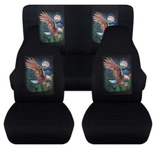 Front Rear Car Seat Covers Black Wflying Eagle Fits Wrangler Yj Tj Lj