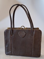 Borsa donna tradizionale marrone pelle di serpente o lucertola vintage da collezione
