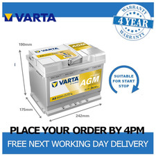A8 AGM Car Battery 12V Varta Dynamic 4 Yr Warranty Type 027