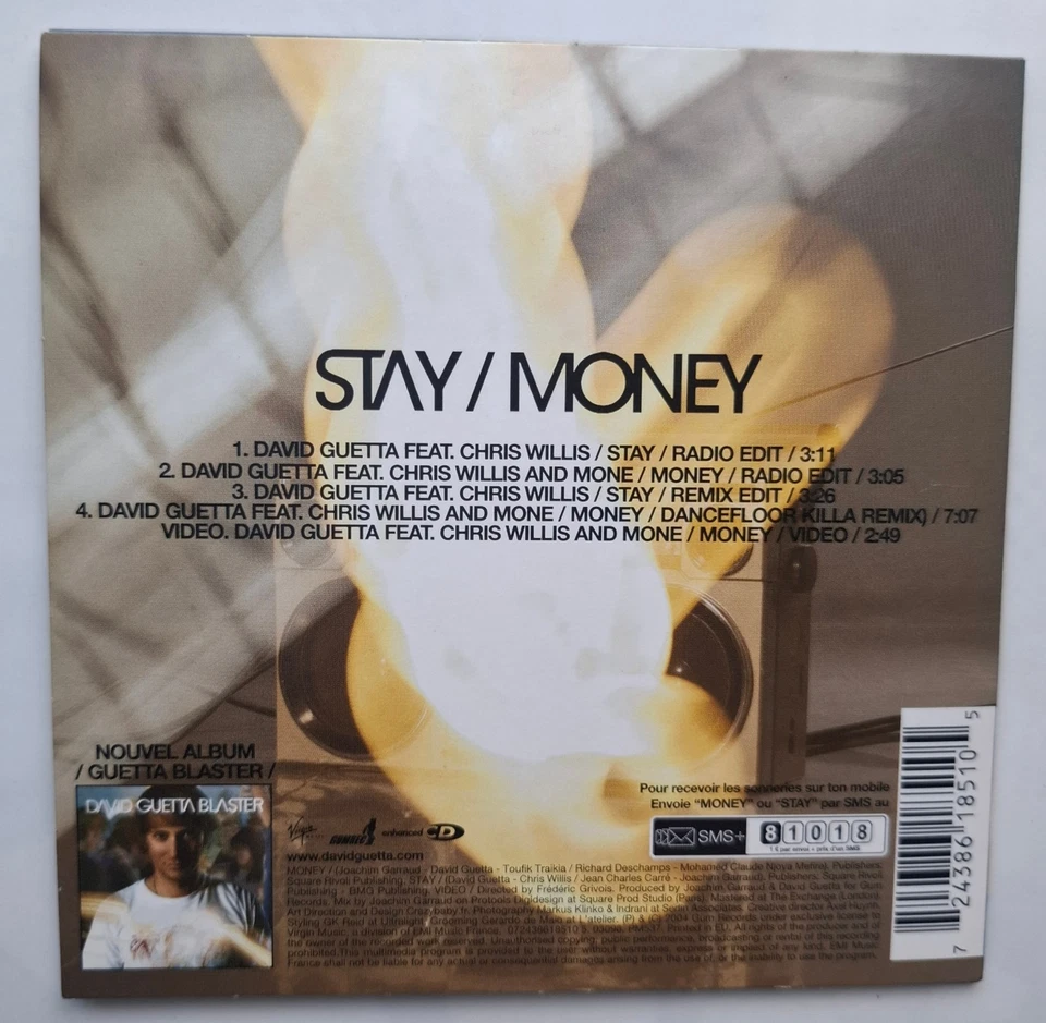 David Guetta – Stay / Money CD Single Cardsleeve Chris Willis Mone 2004 - Bild 3 von 3