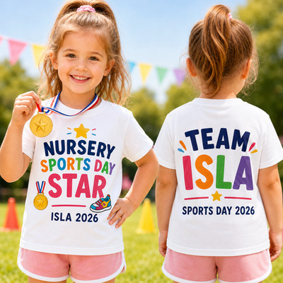 Personalisiertes Kinder-T-Shirt Kindergarten Sporttag