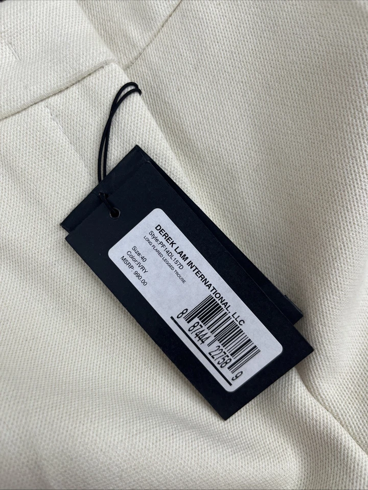 $990 Pantalones Derek Lam Mezcla de Lana Pierna Larga Acampanada Para Mujer Talla 4 Marfil Foto 3 de 4