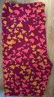 LuLaRoe Women's Multicolor Leggings Size TC2 Burgundy Gold Pink Floral Print — photo 2
