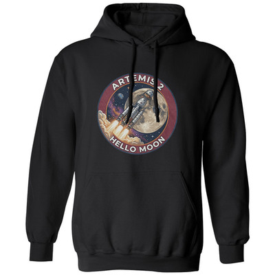Artemis 2 Hello Moon Space Launch Graphic Unisex Hooded Sweatshirt