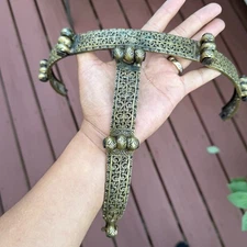 Heavy Antique Old Tibetan Tibet Chinese Ethnic Gilded Metal Work Belt With Hook