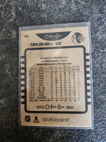 2024-25 O-Pee-Chee Retro Base Taylor Hall Card# 478 - Picture 2 of 2