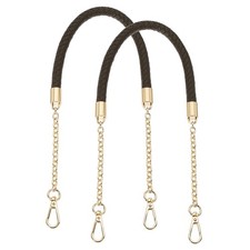 2Pcs 62cm/24.4" PU Leather Braided Purse Strap Dark Coffee, Light Gold Buckle