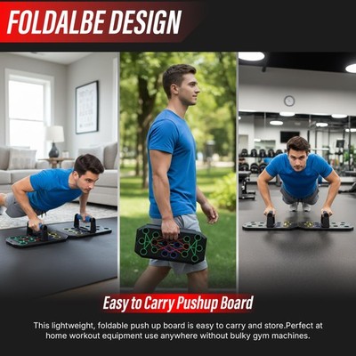 Push Up Board Fitness, Portable Foldable 20 in 1 Bar Black