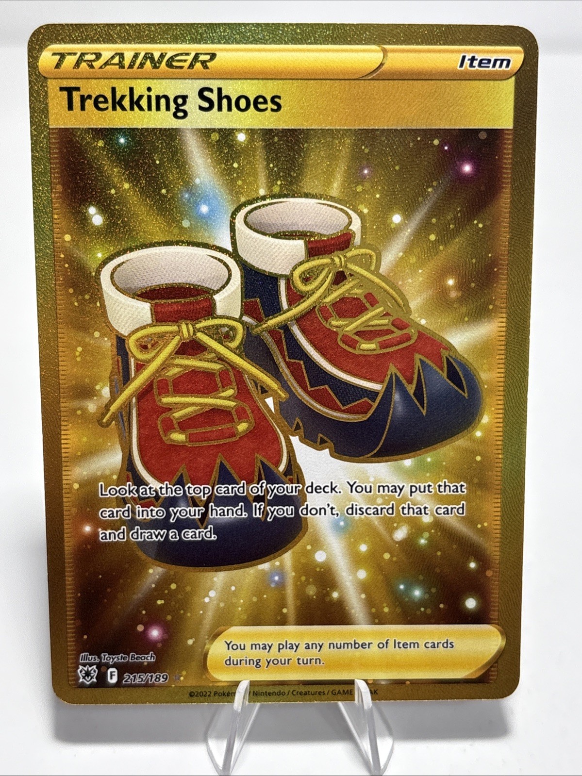 Pokemon Trekking Shoes Gold Trainer Secret Rare Astral Radiance 215/189