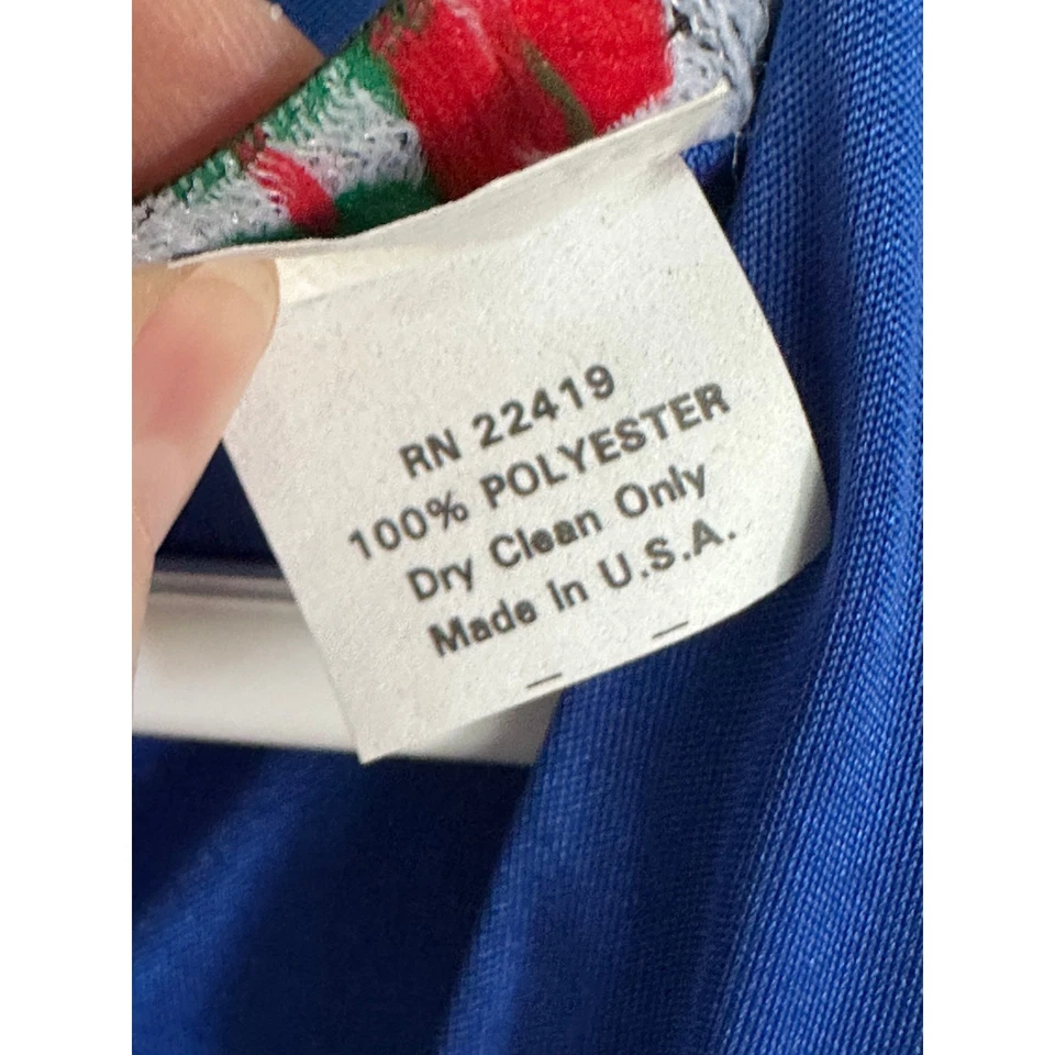 Vestido vintage anos 80 Dynasty azul cobalto tamanho 10 drapeado comprimento midi festa sexy - Imagem 3 de 4