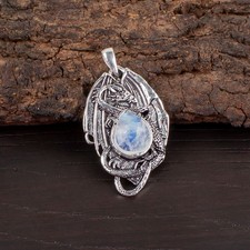 Rainbow Moonstone Gemstone Handmade 925 Sterling Silver Jewelry Pendant Gift For