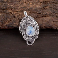 Rainbow Moonstone Gemstone Handmade 925 Sterling Silver Jewelry Pendant Gift For