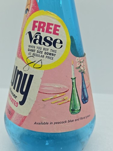 Rare Vintage 1967 DOWNEY PEACOCK Blue Empty Glass Vase Genie Bottle MCM 13.5” - Picture 8 of 20