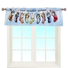 Just Hanging Around Kitties Cats Window Curtain Valance for Decorative Kitty
