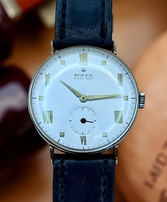 VTG ROLEX MARCONI SILVER DIAL NICKEL PLATED CASE Ø 33,6mm CIRCA 1930 - Image 1 of 4