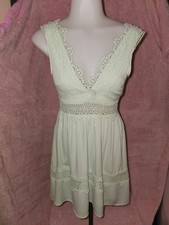 Rue 21 Mint Green Lace Mini Dress Deep V Sleeveless Back Zip XS