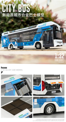 1:32 Luxury Electric Airport Business Bus Diecast City Tour Bus Sound Light Gift - Picture 7 of 27