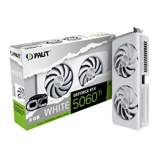 Palit NVIDIA GeForce RTX 5060 Ti White OC 8GB GDDR7 Ray-Tracing Graphics Card, D