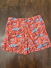 Vineyard Vines Boy's Swim Trunks Size 7 Red Blue Lined Drawstring Logo Sharks