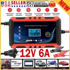 Smart Car Battery Charger 12V 6A Maintainer Trickle Charger Motorcycle AGM