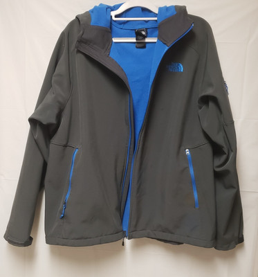 The North Face Men s Gray Hooded Fleece Jacket with Blue Trim Size XXL PO Good