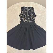 Forever 21 Women's Black Beige Lace Knee Length Dress Size S Party Cocktail