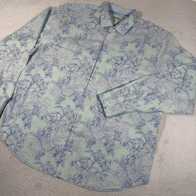 #ad Tommy Bahama Shirt Mens 2XLT Green Blue Sarasota Stretch Floral Long Sleeve $21.95