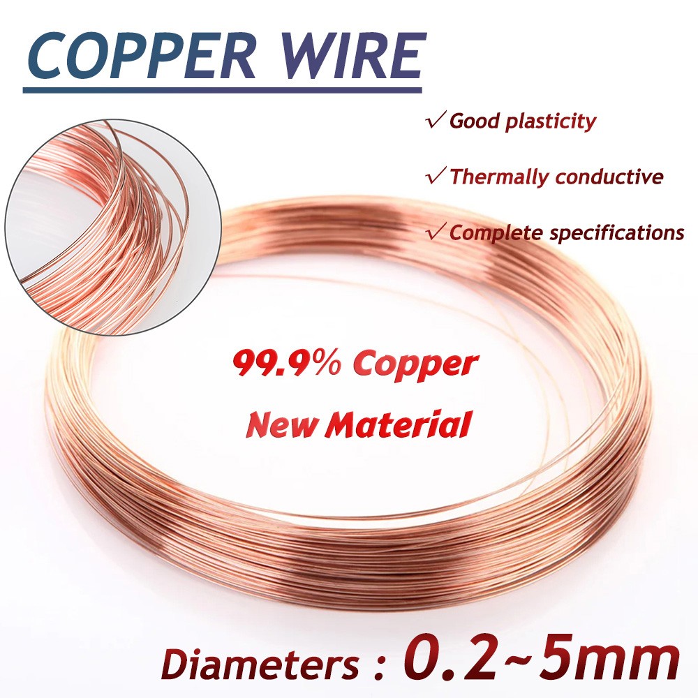 Pure Copper Wire Bare Uncoated Assorted Sizes Ø 0.2-5mm Round Solid Copper Wire