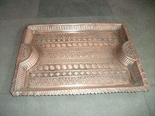 Vassoio In Vetro Inciso/Stampato, Bella Patina In Rame Massiccio