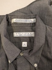 Van Heusen Editions Shirt 16.5 34/35 Gray Button-Up Long Sleeve USA Made Pocket