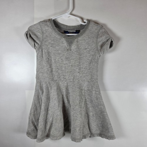 Polo Ralph Lauren Girls Heather Gray French Terry Sweatshirt Dress 2T Wildcats