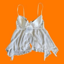 00's vintage white coquette bridal y2k lingerie babydoll tank top LARGE