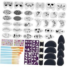 34 28Pcs Face Paint Stencils Kit, Suboyica 34 Pcs Plastic Facial Painting