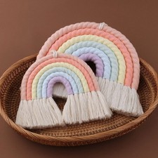 Rainbow Wall Hanging Decor Bedroom Nursery Baby Kids Rooms Macrame Rainbow Shape