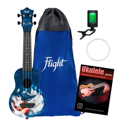 Flight UTS-42 Kumiho Ultra Travel Sopran Ukulele Set Tasche Tuner Schule Saiten