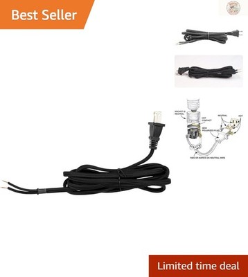 8ft Stripped End Rayon Cloth Lamp Cord with Polarized Plug -  Listed Safety