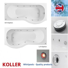 P Shape 1700mm Whirlpool  Spa Bath, Panel Screen 6 8 11 jet Options light screen