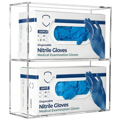 Double Glove Box Holder Wall Mount, Side-Load Acrylic Glove Dispenser - Clear...