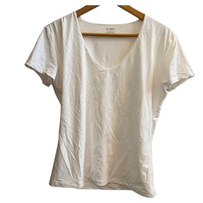 Pumiey White Stretch V-Neck Tee 2XL Soft Smoothing Polyamide Elastane Athleisure