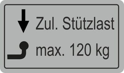 Stützlastaufkleber Stützlast Stützlastschild Anhängerkupplung 120kg  5072