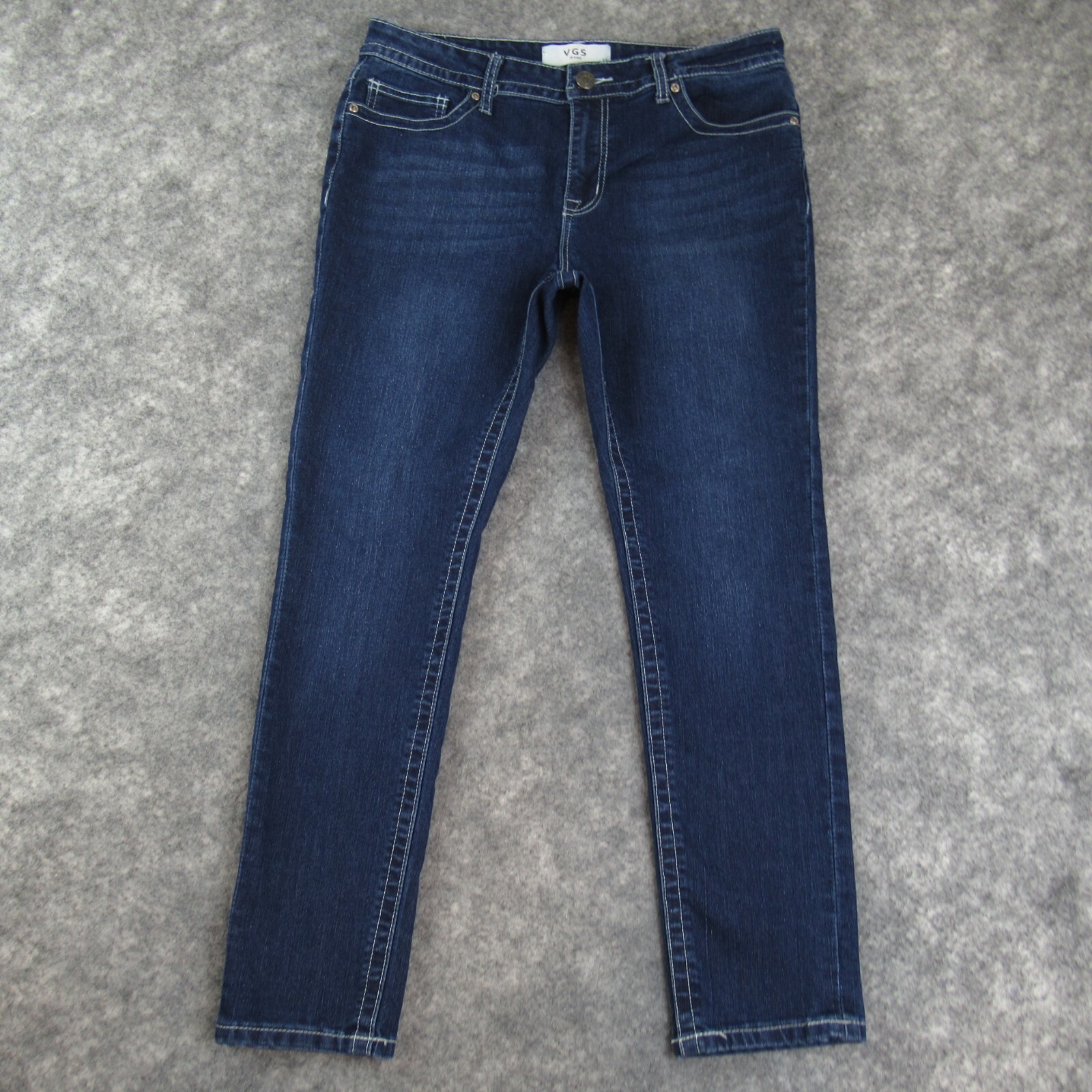 VGS Jeans Womens 12 Blue Skinny Mid Rise Embellished Dark Wash Stretch