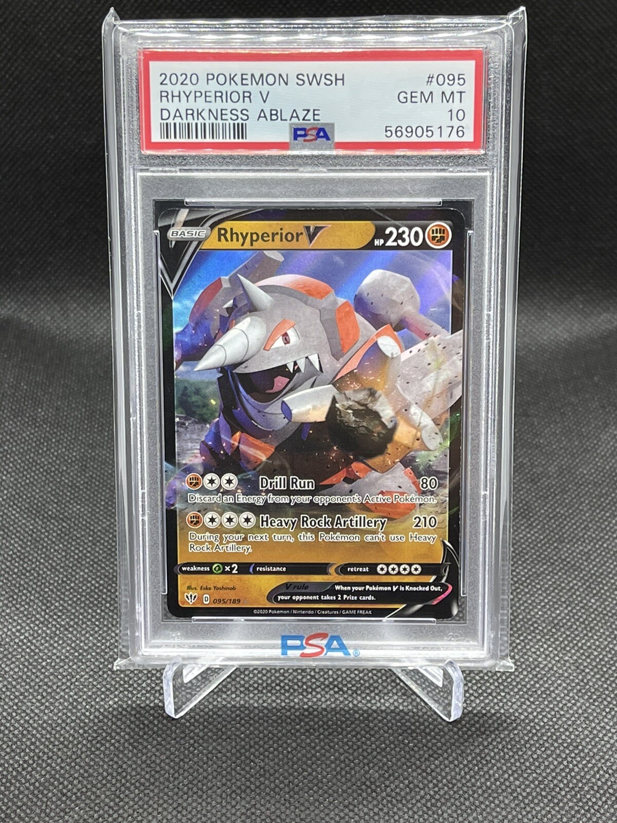 2020 Pokemon Sword & Shield Darkness Ablaze Rhyperior V 095/189 PSA 10 GEM MINT