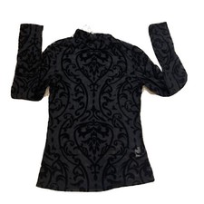 Girls New Semi Sheer Top Long Sleeve Size M 7/8 Black