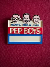 1970's, PEP BOYS  "Un-Used" Employee Name Badge (Vintage) Manny, Moe & Jack