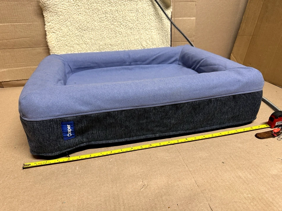 Casper Dog Bed Plush Memory Foam Size Small Blue with K&H Thermo Pet Mat - Image 4 of 4