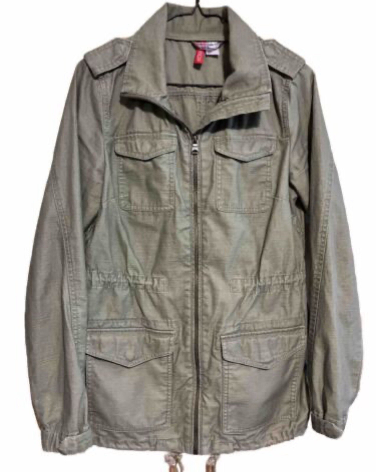 H&M Women’s Medium Faded Green Cotton Twill Utility Jacket Divided Collection