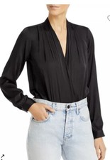PAIGE Sevilla Black Long Sleeve Bodysuit size small
