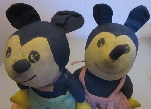 Rare Vintage Mickey Minnie Mouse All Cloth Dolls Early Disney Folk Art Pair 10" - Picture 8 of 9