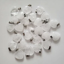 50pcs Wholesale Natural White Crystal Heart Quartz Stone Pendant Bead Pendants