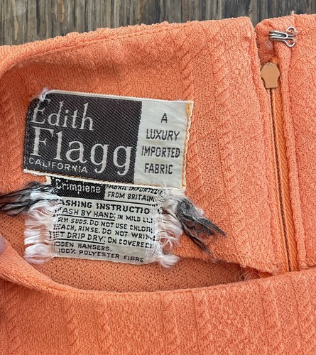 Vintage 1960s Edith Flagg Coat & Dress Crimpiene Orange Color - Picture 10 of 10